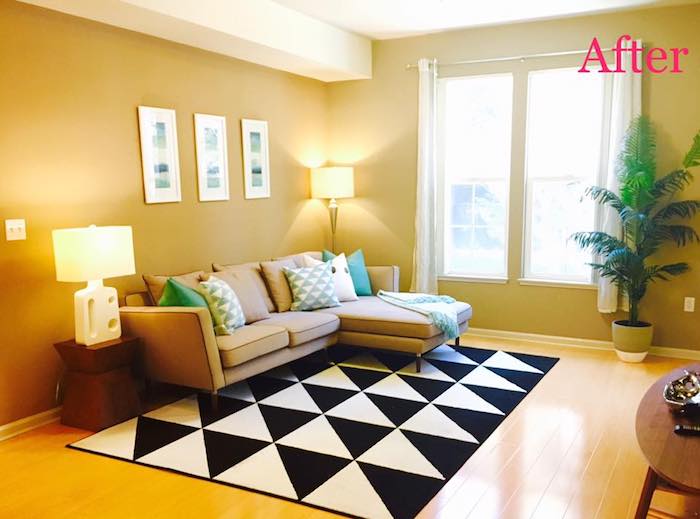 staging living room after