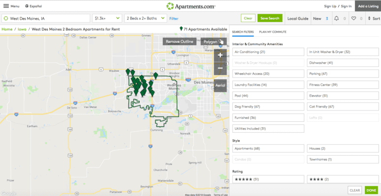 downsizing to an apartment search online