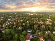 A local real estate market from aerial view.