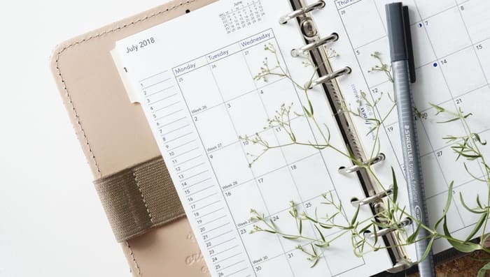 A calendar used to keep a home maintenance schedule.