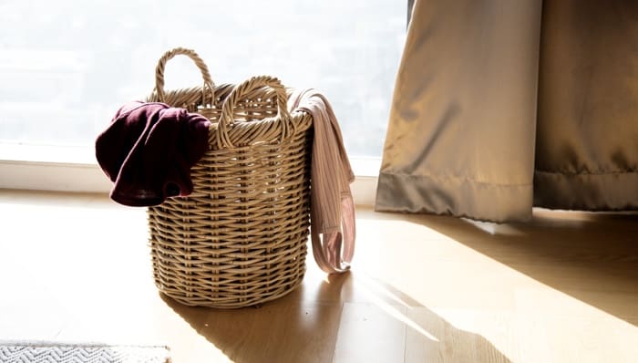A laundry basket used as a trick to help a home move.