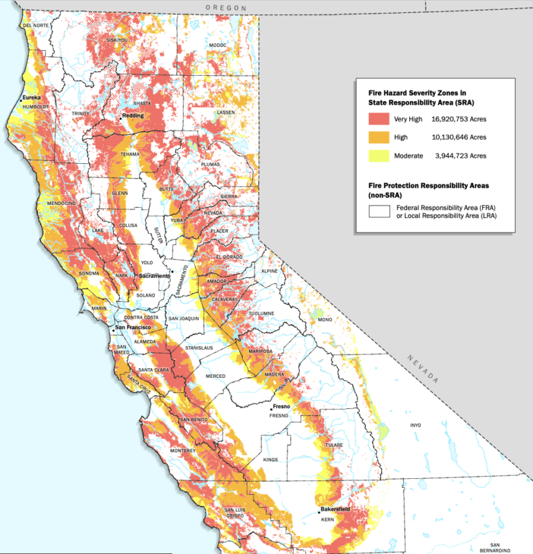 California fire hazard severity zones