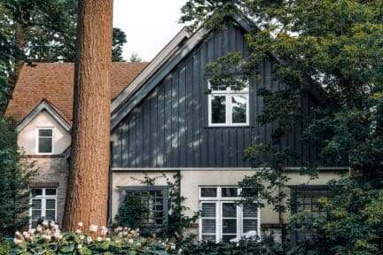 Large house in wooded property ready to be downsized.