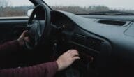 A man commuting in a car in Fredericksburg.