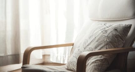 A chair being used for staging while selling a home.