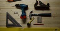 Tools used in a home improvement project.