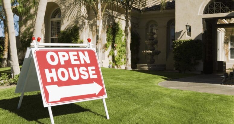 An open house sign.