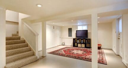 A finished basement with added value.