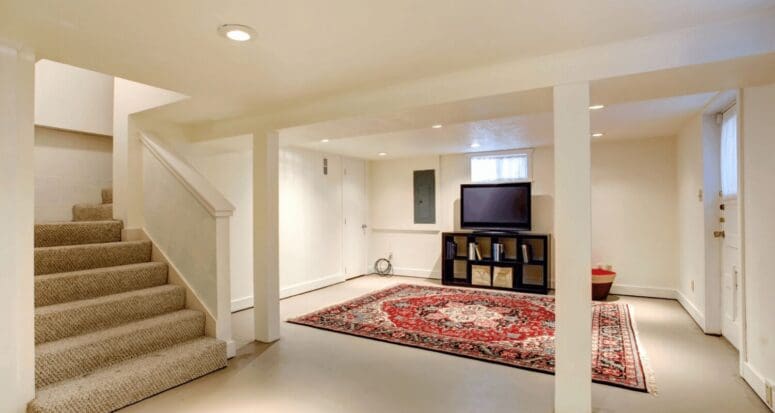 A finished basement with added value.