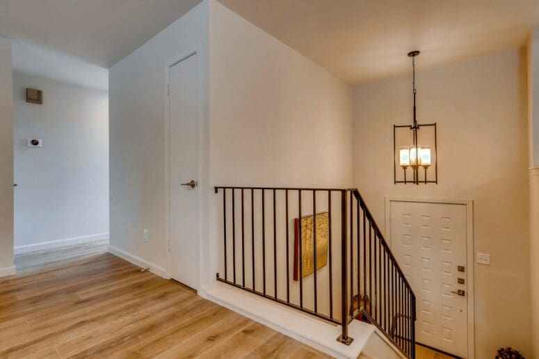 A staircase in a split level layout home.