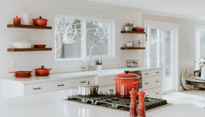 A kitchen in a colonial home.