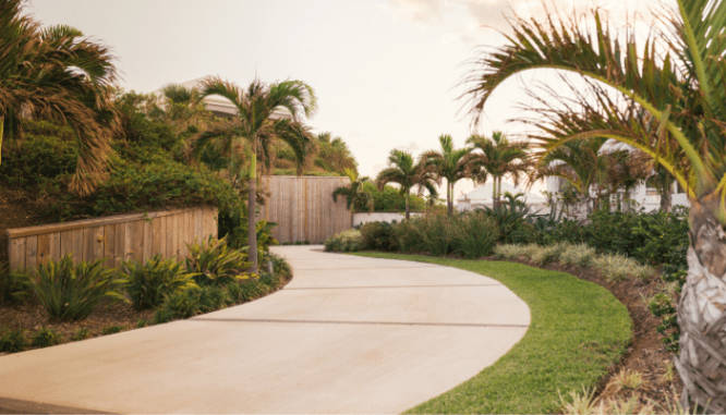 A sidewalk in an hoa.