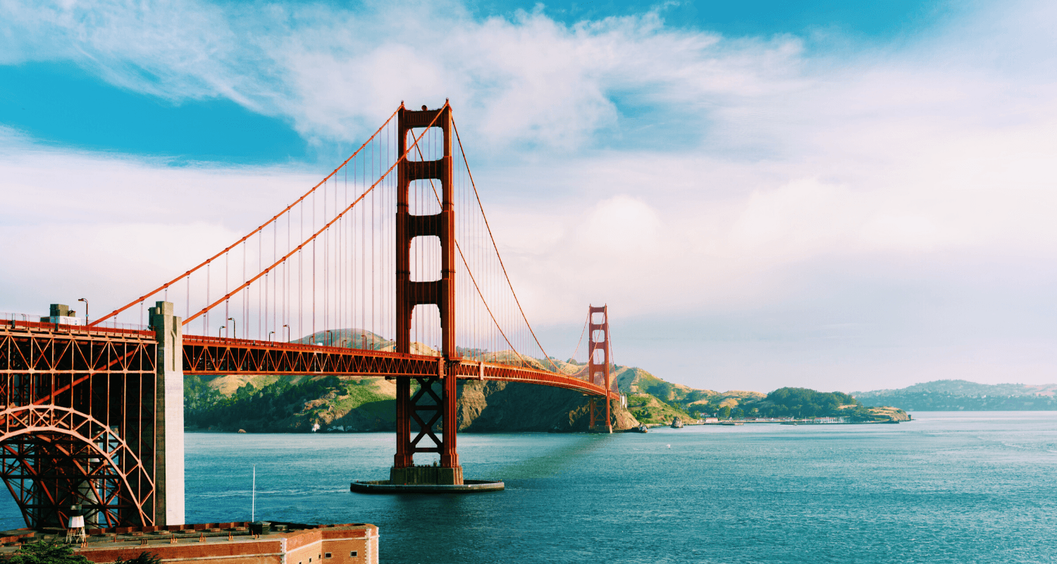 The Golden Gate Bridge in San Francisco, where you can buy a house.