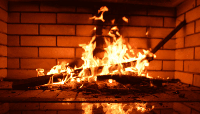 A fire used at a housewarming party.