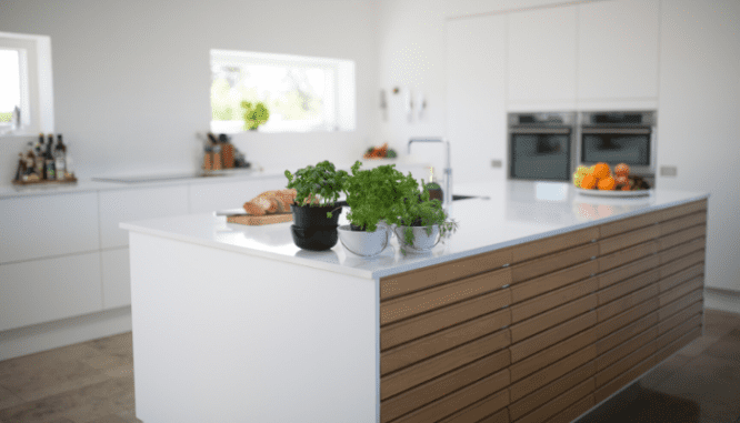 A kitchen used in a real estate investment property.