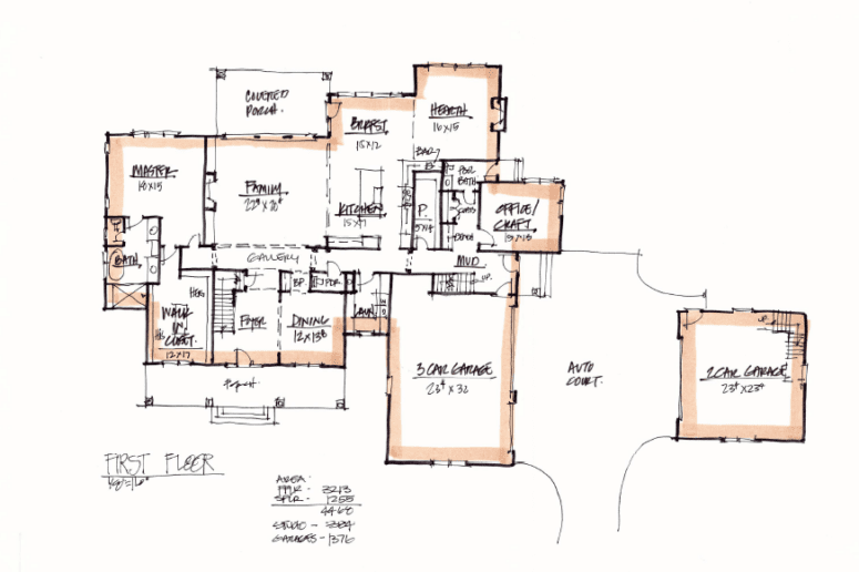 A diagram of a keeping room.