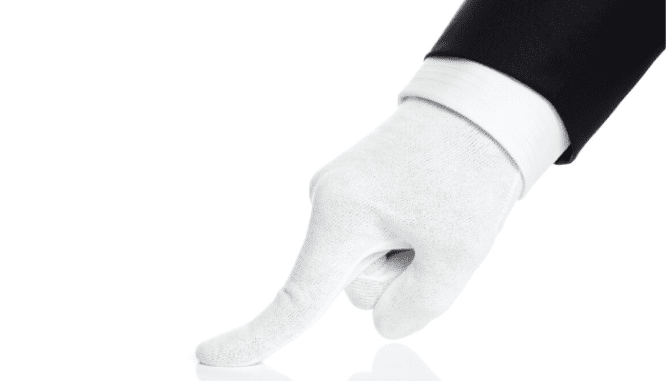 A white gloved hand.