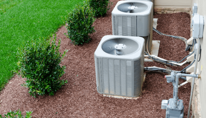 Outside air conditioning units that could be outdoor eyesores.