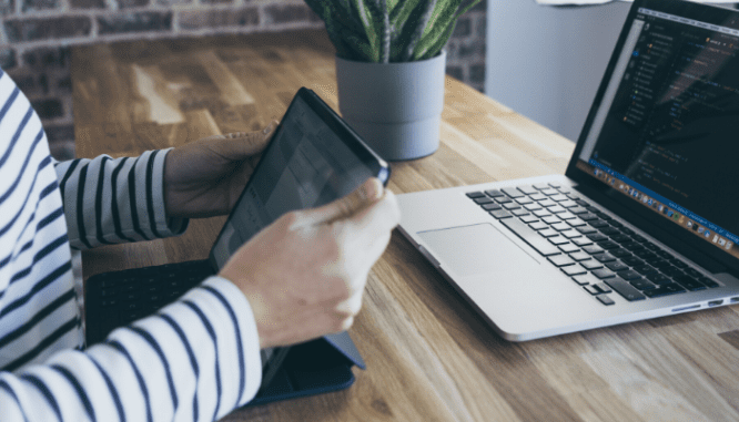 A tablet used to determine the minimum credit score to buy a house.