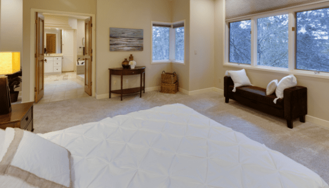 A master bedroom that is remodeled.