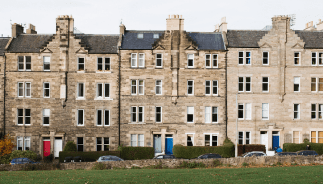 A row of townhouses.