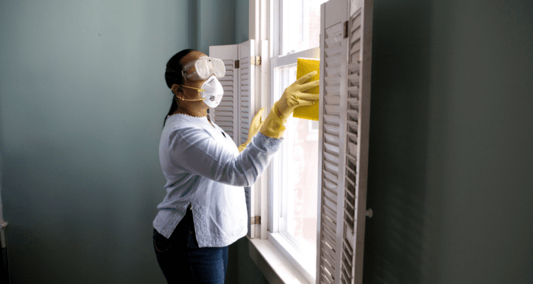 A person cleaning a house during coronavirus.