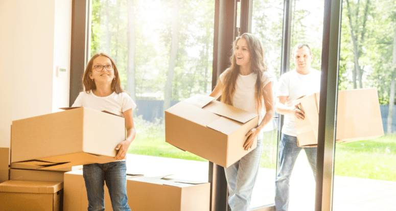 A family moving into a house during coronavirus.