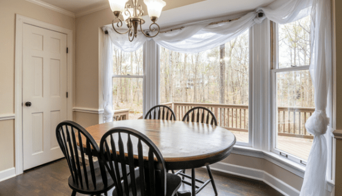 A table in a vacant home selling during coronavirus.