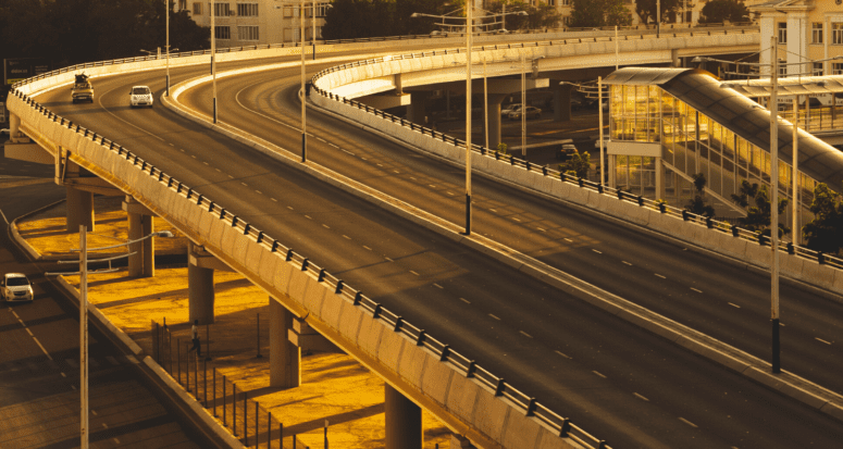 A highway during a recession caused by coronavirus.