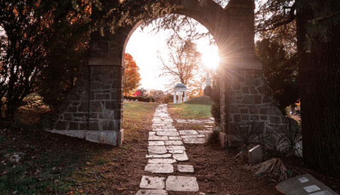 The path in a cemetery in Virginia.