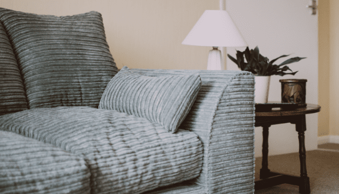 A couch moved into a house on closing day.