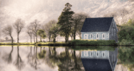 A photo shows water around a house.