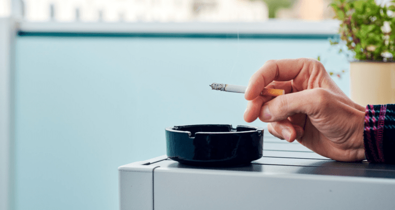 A cigarette in a smoker's house.