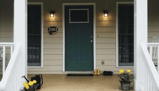 A front porch of a recently appraised house.