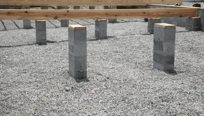 A crawl space in a house's foundation.