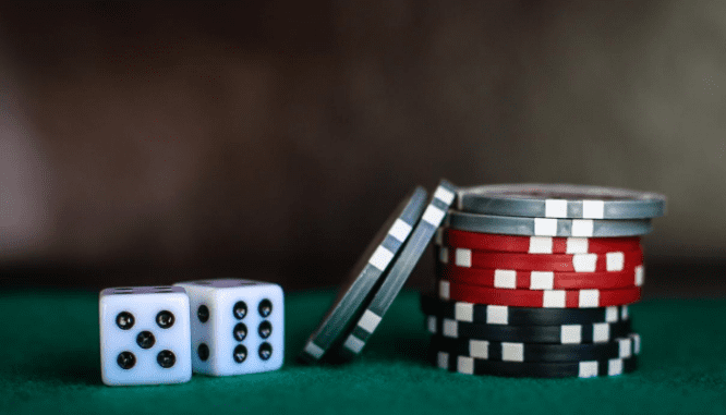 Gambling chips representing a lien found in a title search.