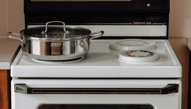 A stove that is fixed before a home inspection.
