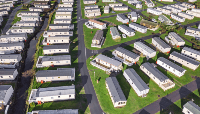 A mobile home neighborhood with curb appeal.