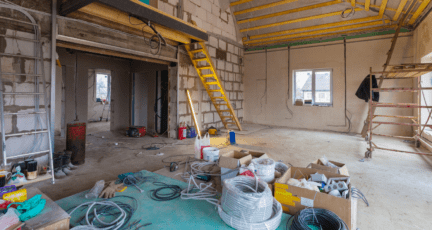A house that is being remodeled.