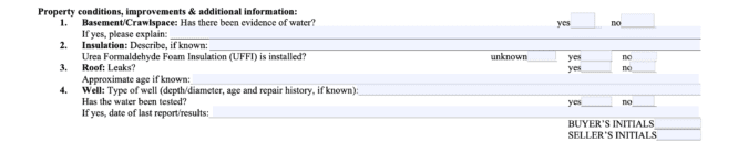 A screenshot of Michigan basement disclosures.