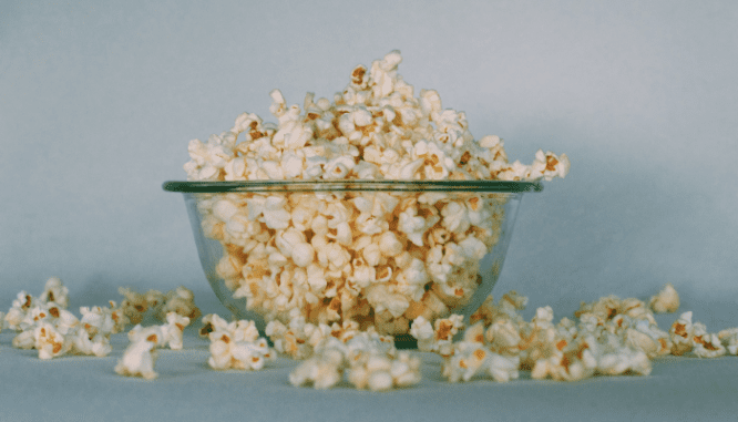 Popcorn in a home theater with increased home value.