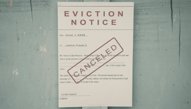 An eviction notice during a housing crisis.