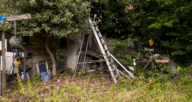 A neighbor's yard with junk in it.