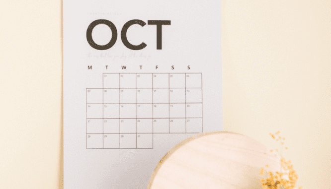 A calendar that will help you with a loan rate lock.