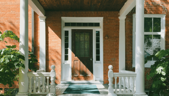 A door of a home purchased with a mortgage loan rate lock.