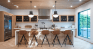 A kitchen that uses 2021 home design trends stolen from another decade.