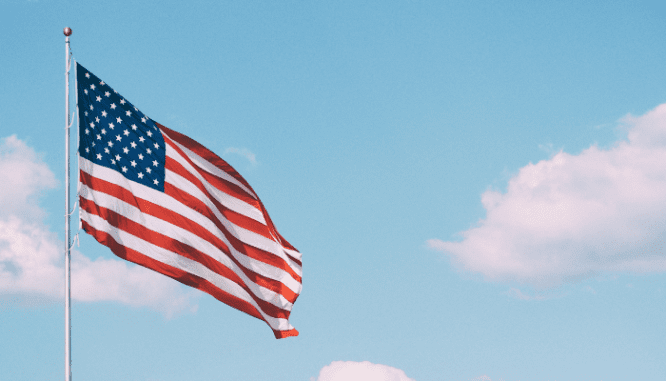 An American flag outside a military home.