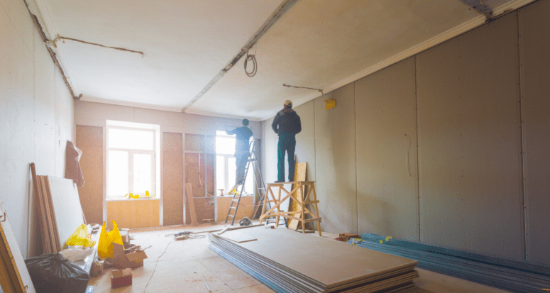 A home being renovated with a loan.