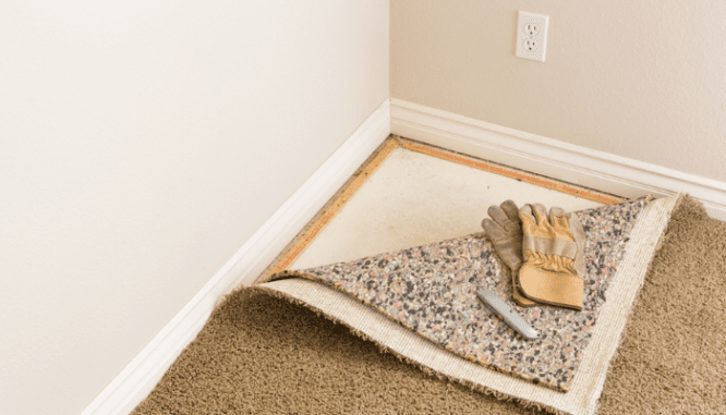 Carpeting installed in a new home.