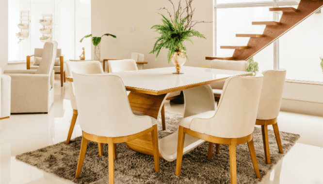 A dining room in a new home.